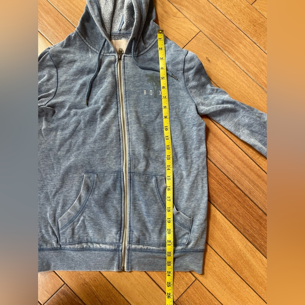 Roxy Zip-Up Hoodie Blue Palm Tree Logo Full Zip Size Small - Picture 9 of 13